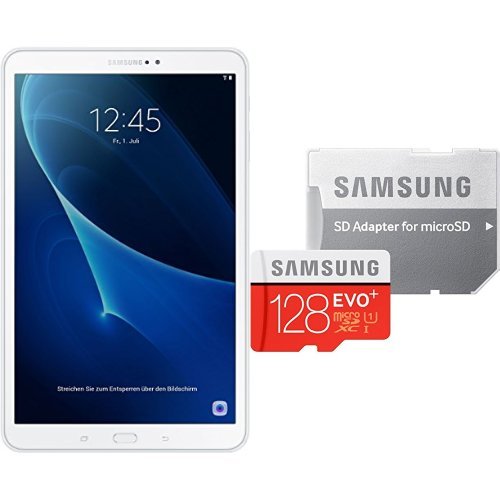 Samsung Galaxy Tab A (2016) T580N 25,54 cm (10,1 Zoll) Wi-Fi Tablet-PC (2GB RAM, 16GB eMMC, Android 6.0) weiß + Samsung MicroSDXC 128GB 10 Speicherkarte