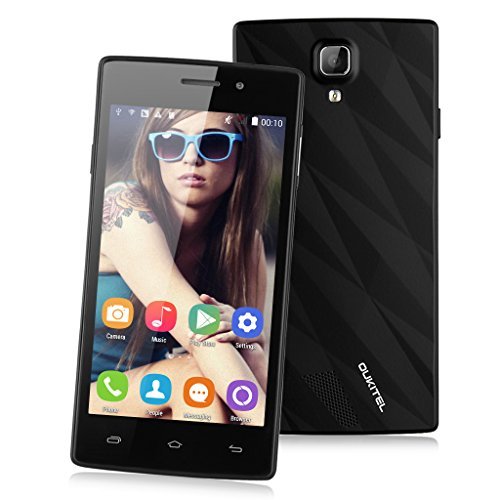 OUKITEL 3G-Smartphone Quad-Core Dual SIM 4.5'' Zoll IPS Screen Android 4.4 WCDMA/GSM Handy ohne Vertrag 4GB ROM Dual Kameras 1.3GHz MTK6582 GPS Schwarz