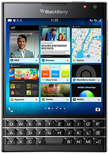 BlackBerry Passport Smartphone (11,4 cm (4,5 Zoll) Display, Nano-SIM, QWERTZ, 32GB interner Speicher, 13 Megapixel Kamera, Blackberry OS 10.3) schwarz
