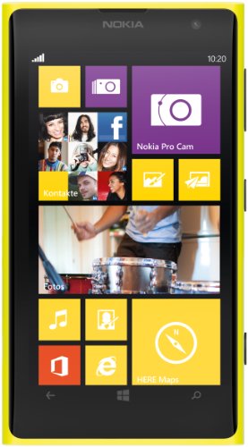 Nokia Lumia 1020 Smartphone (11,8 cm (4.5 Zoll) PureMotion HD+ OLED Touchscreen mit ClearBlack Technologie, 41 Megapixel, 32 GB, Windows 8) gelb
